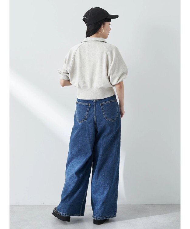 earth music&ecology ハーフジップショートプルオーバー Light Gray