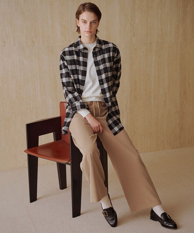 J.PRESS LADIES ピーチポプリン ワイド パンツ キャメル系