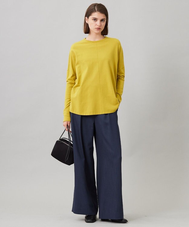 ICB L 【洗える】 ドレープスラブデニム ワイドパンツ インディゴ系