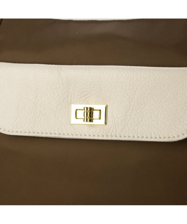 UNBILLION ペルケ perche / ナイロン牛革ヒネリかぶせ2wayトート ブラウン