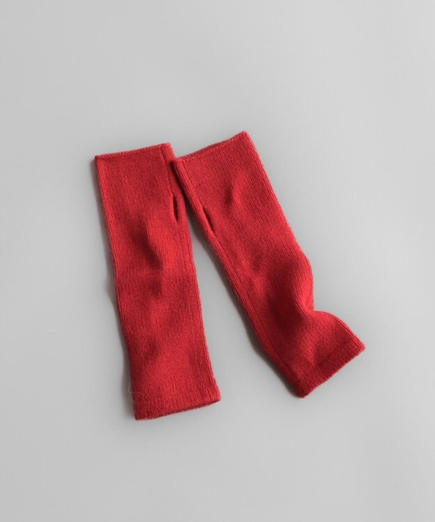 AND WOOL 〈上質な素材と手仕事から生まれた優しいニット〉カシミヤ100%アームウォーマー レッド