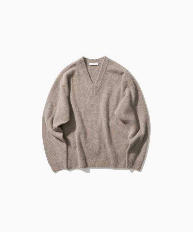 ATON ROYAL CASHMERE FUR | Ｖネックセーター TOP BEIGE