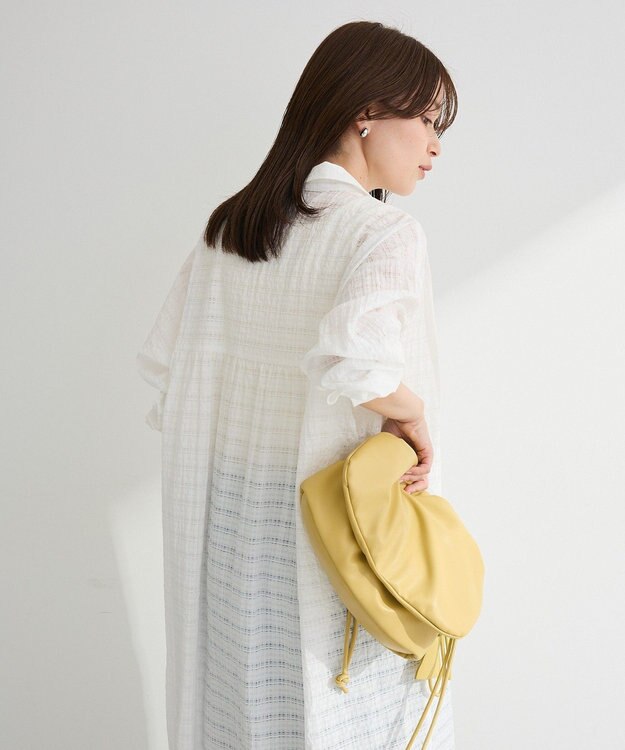 Green Parks シアーチェックシャツワンピース Off White