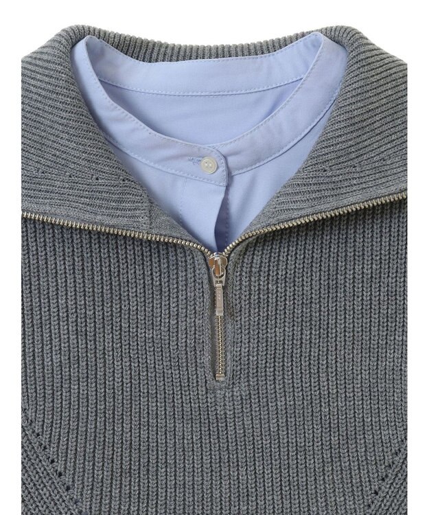 earth music&ecology ＳＥＴ　Ｚｉｐニットベスト＋ブラウス Gray