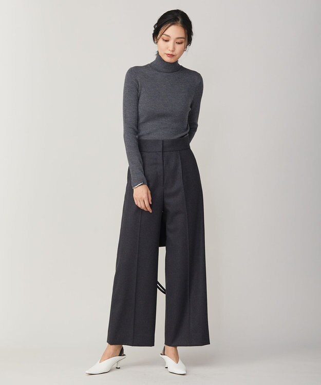 ICB 【洗える】エクストラファインメリノリブ タートルネックニット ミディアムグレー系