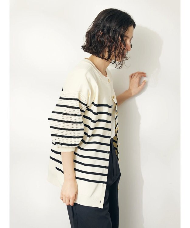 CRAFT STANDARD BOUTIQUE 超軽量メッシュ切替2wayカーディガン Border