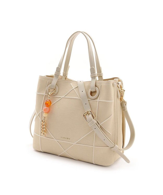 MioFIRANO カジュアルシッククロスラインハンドバッグ 2WAY チャーム付き　FIRANO フィラノ IVORY