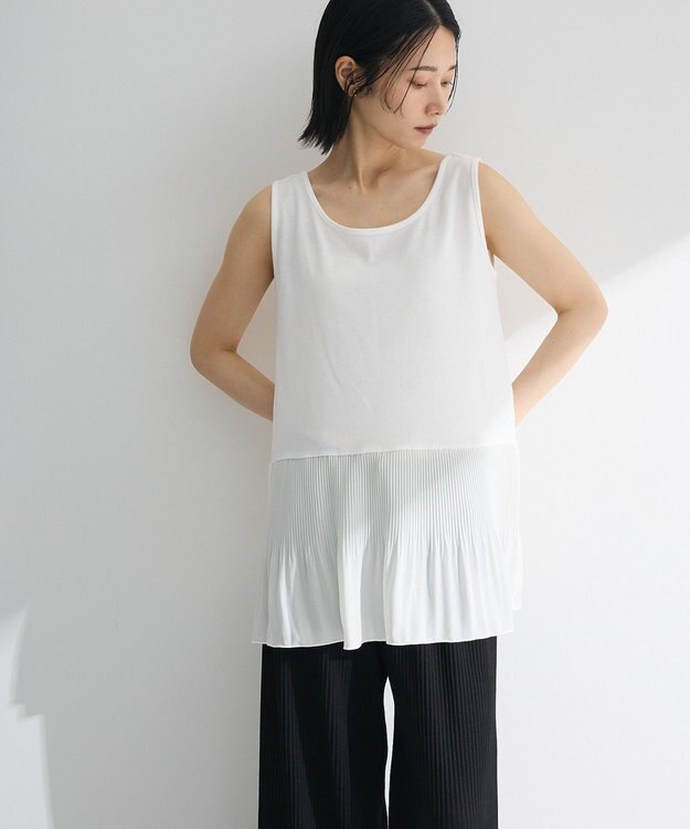 Green Parks 裾プリーツタンクトップ White