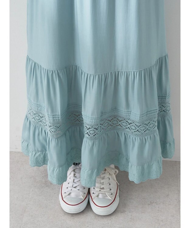 earth music&ecology レースティアードスカート Mint