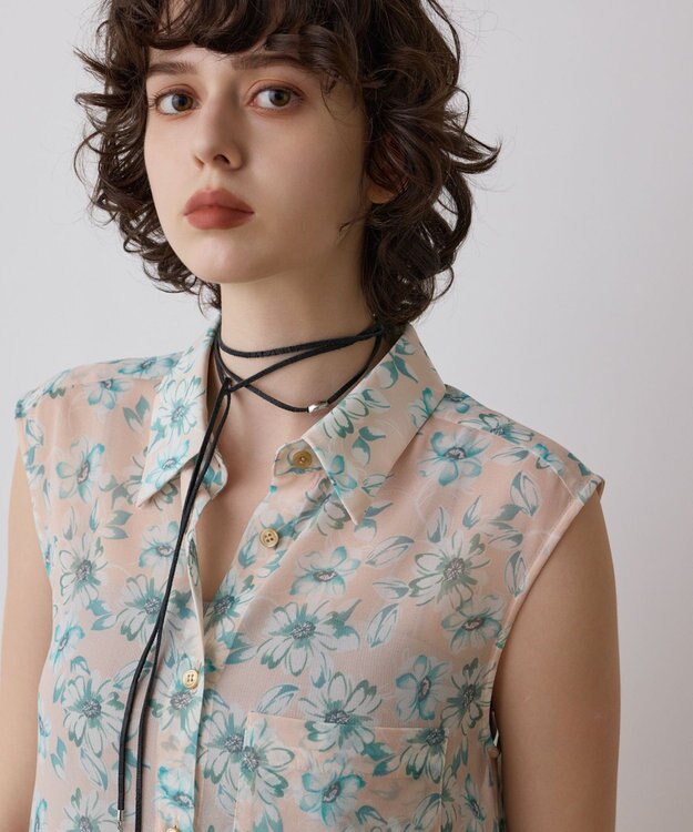 GRACE CONTINENTAL フラワーロングシャツ ベージュ