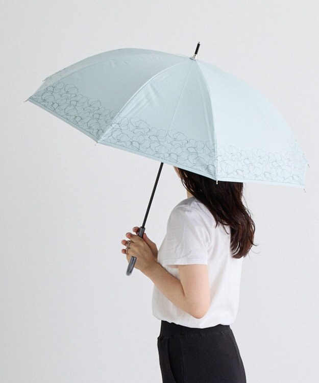 MOONBAT 晴雨兼用日傘 長傘 ラインフラワー／遮光 遮熱 UV ライトグリーン