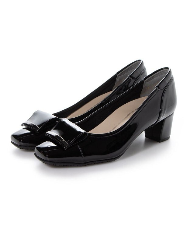 Riz raffinee <Riz raffinee>【レイン対応】スクエアトゥレインパンプス ブラックエナメル