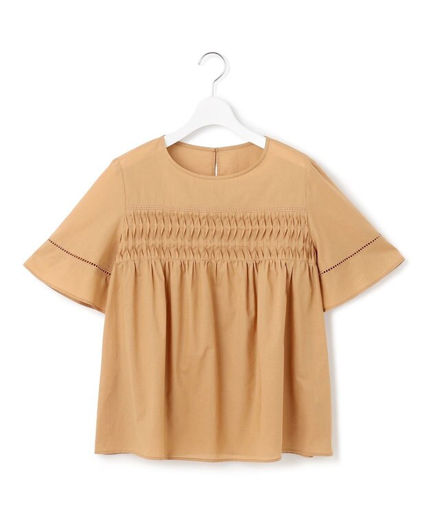 23区 【WEB&一部店舗限定】コットンローン ピンタック フレア ブラウス キャメル系