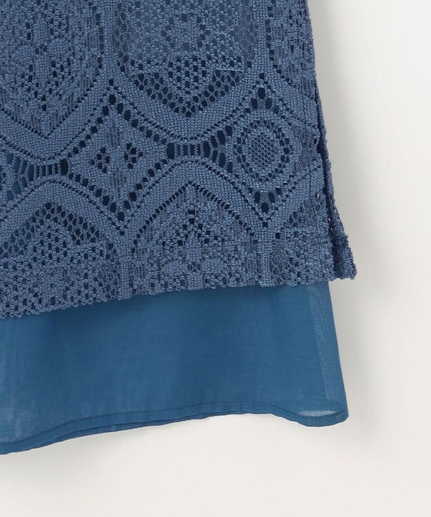 J.PRESS LADIES S 【洗える】ジャカードレース ナロースカート ブルーグリーン系