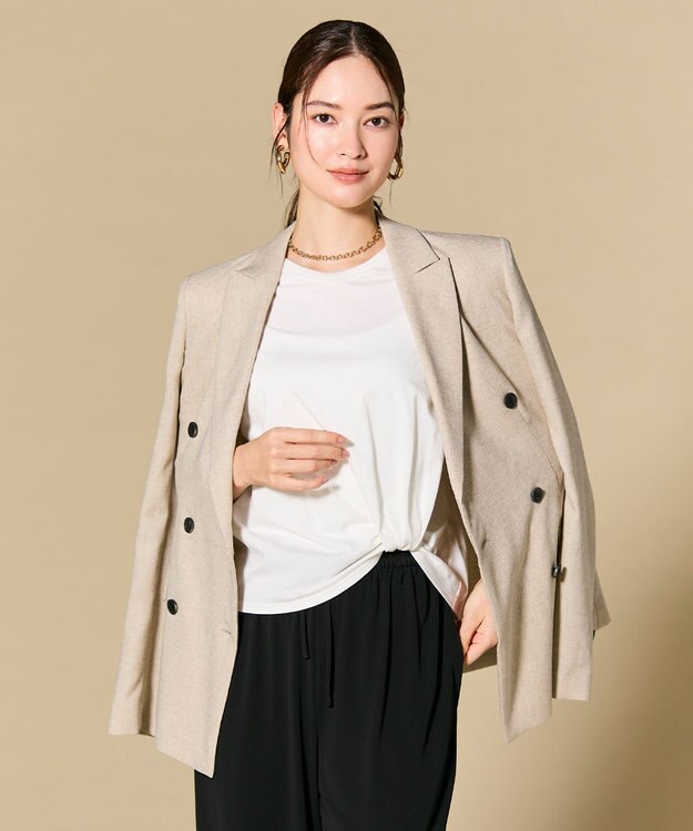 BEIGE， CAROLE / リネンライク ダブルジャケット Sand