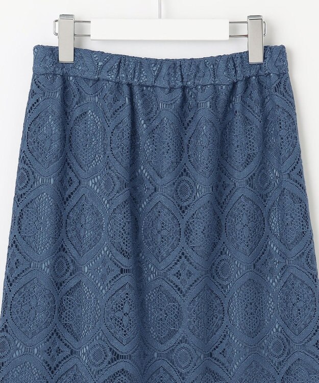 J.PRESS LADIES S 【洗える】ジャカードレース ナロースカート ブルーグリーン系