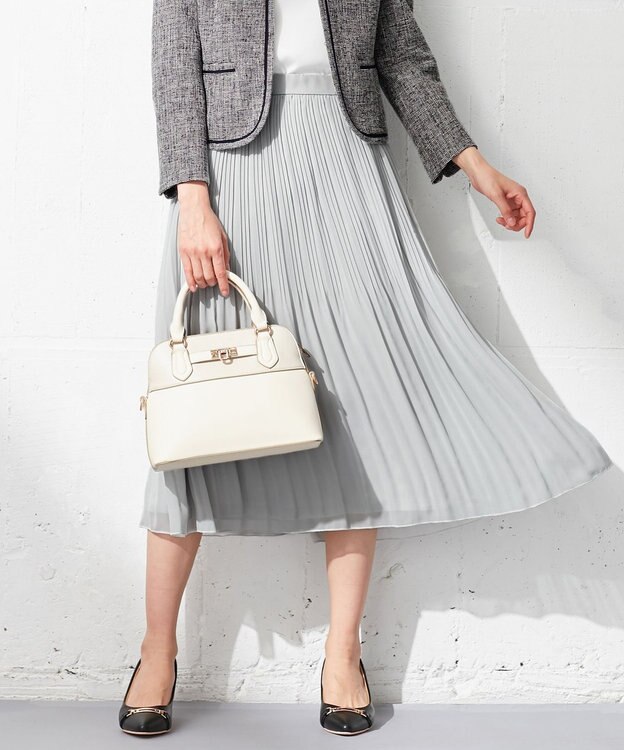 ANY SIS シャイニープリーツ スカート ライトグレー