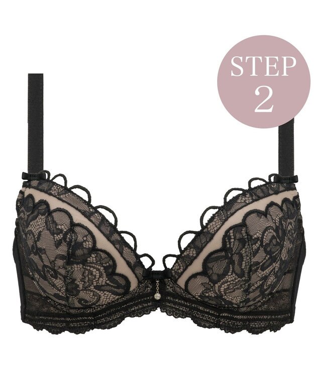 BRADELIS New York 【BRADELIS New York / 育乳補整ブラ・STEP2 寄せる】ナオミステップ2ブラ24S1 脇高設計でしっかり寄せ上げ ブラック