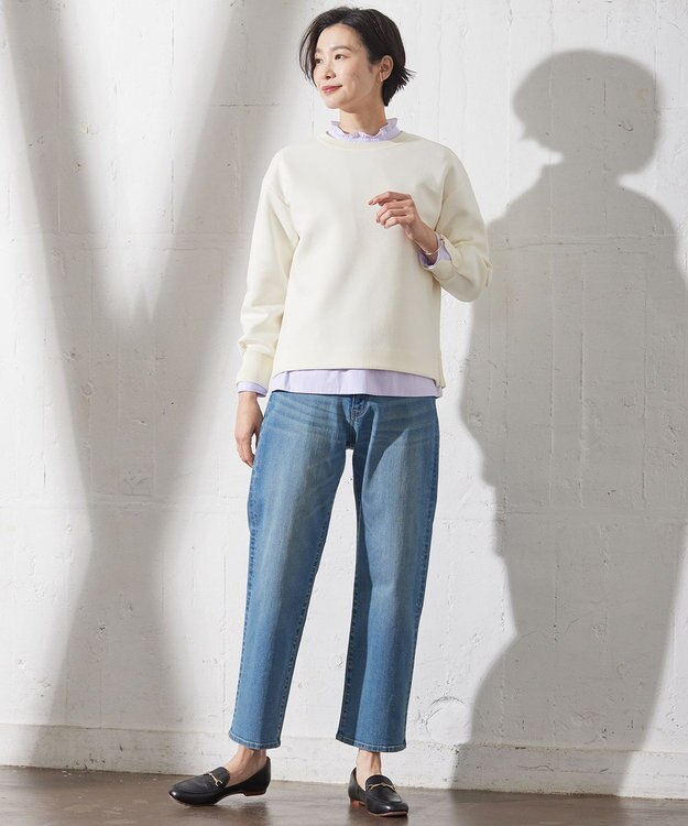 J.PRESS LADIES L ニットコンビ カットソー アイボリー系