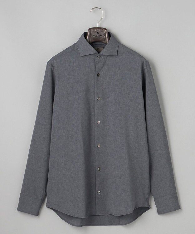GOTAIRIKU 【シワになりにくい/ストレッチ/洗える】ウールライク シャツ_カッタウェイカラー グレー系
