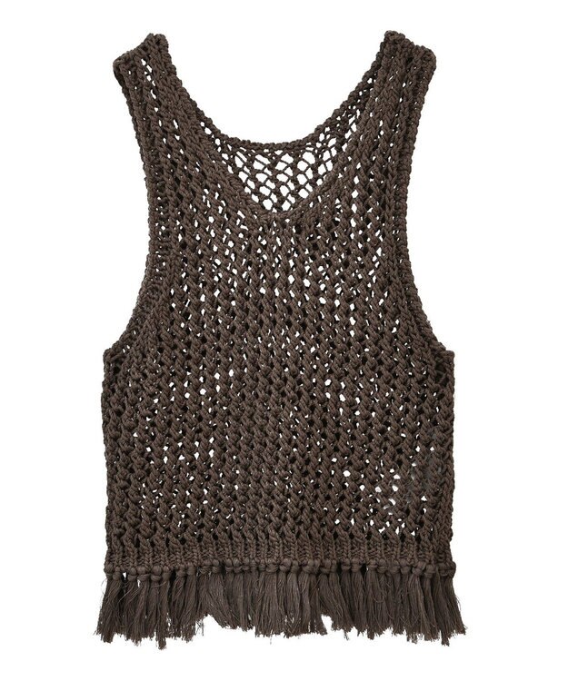 AMERICAN HOLIC 【前後2WAY】フリンジショートベスト Charcoal Gray