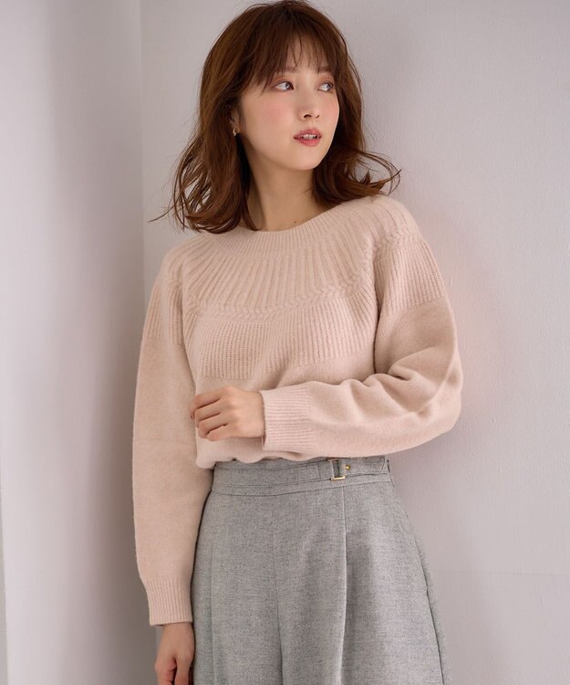 ANY SIS 【洗える】ソフトタッチ求心 ニット ペールピンク