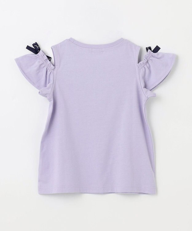 ANY KIDS 刺繍 オン・オフショルダー Tシャツ ラベンダー