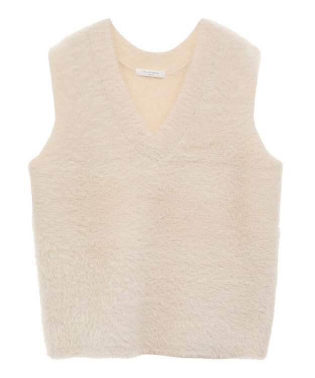 Green Parks シャギーＶネックニットベスト Ecru