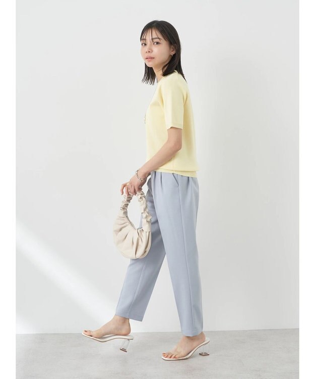 earth music&ecology 総針クルーネックハンソデプルオーバー Yellow