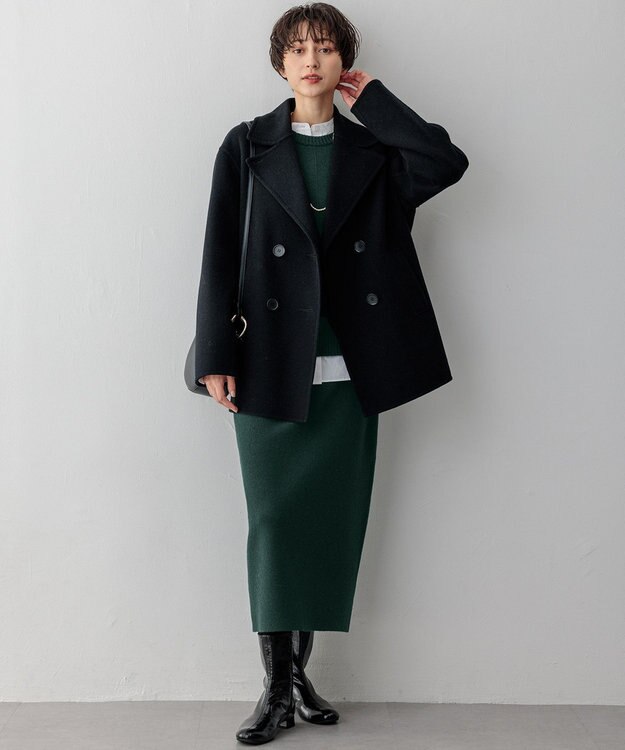 23区 【滝沢眞規子さん着用】MANTECOPureリバー Pコート ブラック系