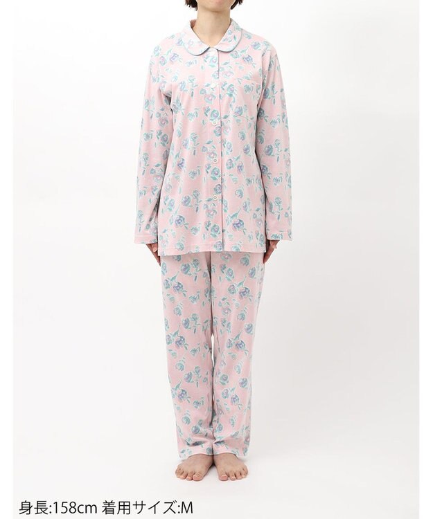 Wing パジャマ 長袖 長ズボン 綿100%(本体) 天竺素材 レディース EP8072 ウイング／ワコール ピンク