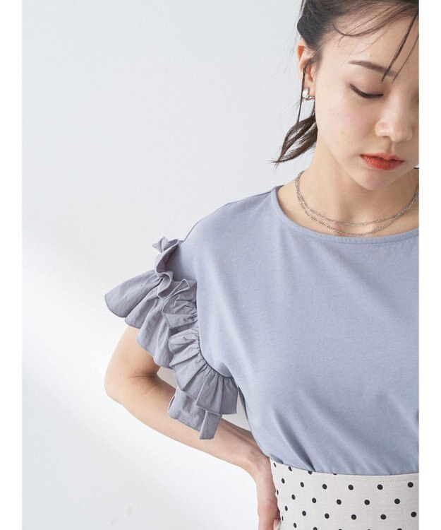 earth music&ecology フリルスリーブカットソー Sax