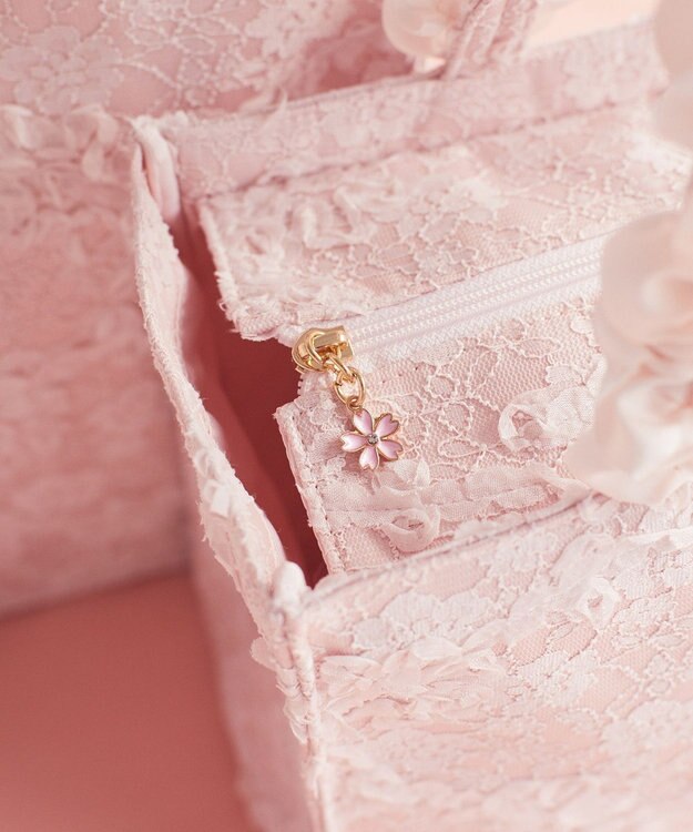 Maison de FLEUR 桜フリルハンドルスクエアトートMバッグ Light Pink