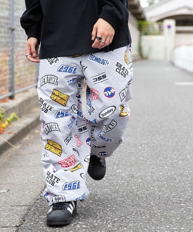 WEGO 【ウエストゴム/手洗い可】ナイロン　トラックパンツ 柄1
