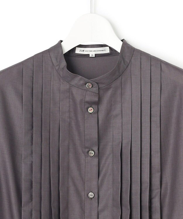 23区 L 【洗える】ラスターローン フロントタック ワンピース グレー系