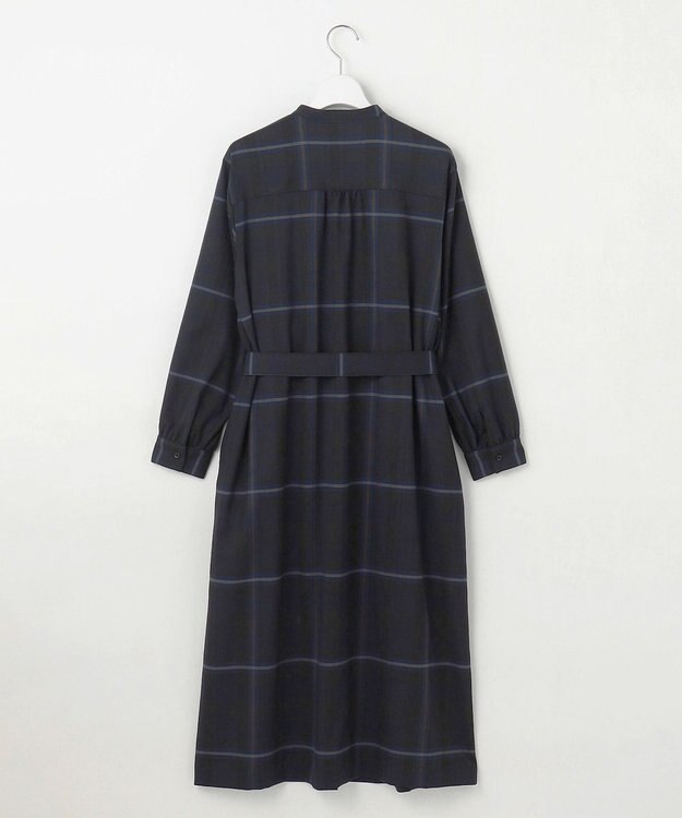 J.PRESS LADIES L 【洗える】テトロンレーヨン/ウール milledタータン ワンピース ネイビーチェック系