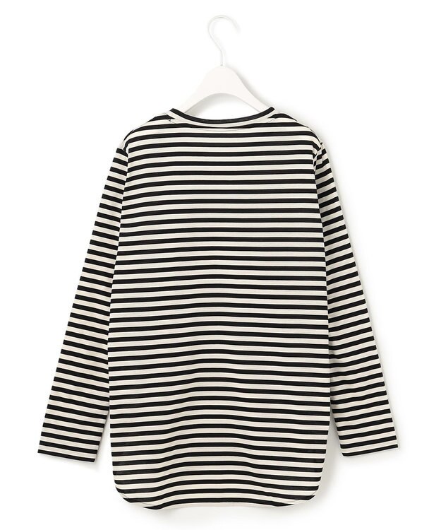 ICB 【洗える】シンプルジャージー ロングスリーブTシャツ ブラックボーダー系