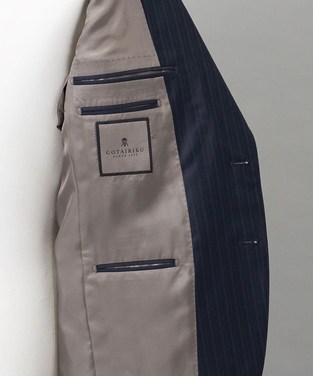 GOTAIRIKU シワになりにくい【御幸毛織/みゆきけおり】Superio160 スーツ_ネイビーストライプ ネイビー系1