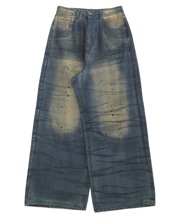 WEGO 【ユニセックス着用ITEM】スーパーバギーダーティデニムパンツ デニム中濃加工色