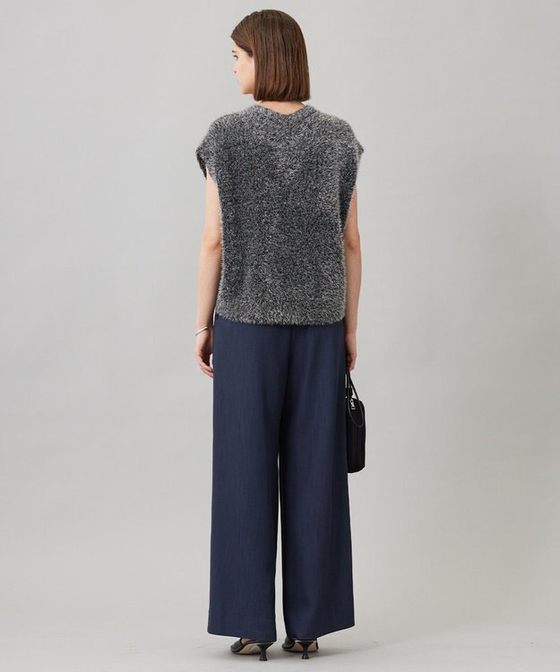 ICB L 【洗える】 ドレープスラブデニム ワイドパンツ インディゴ系