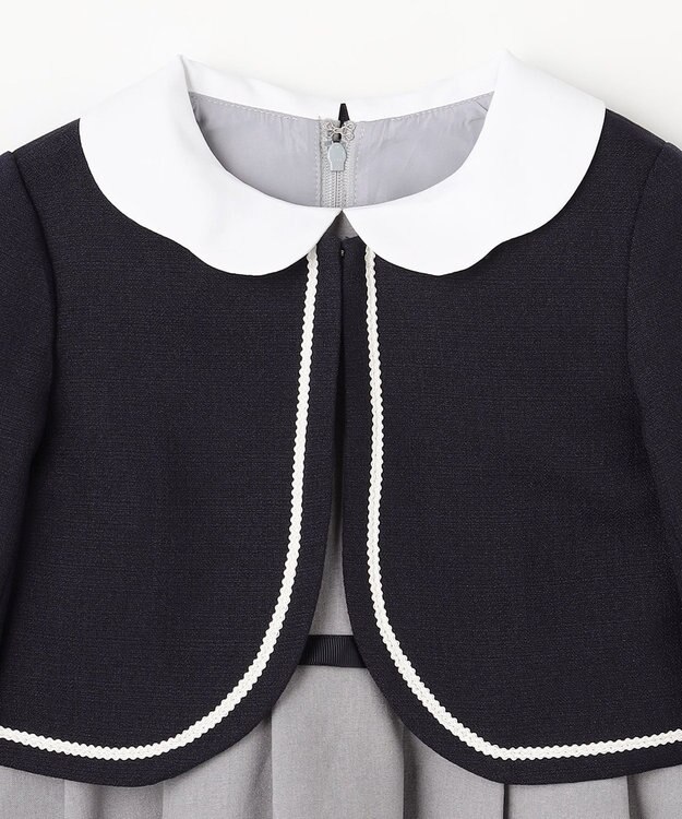 ANY KIDS 【2点セット】ノーカラー ボレロジャケット+襟付き ワンピース グレー