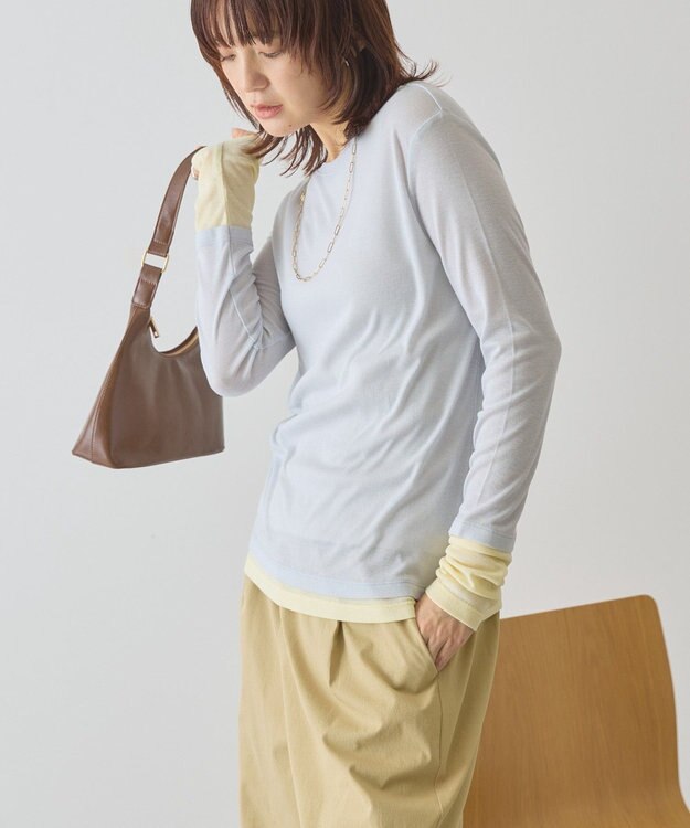 AMERICAN HOLIC 配色シアーレイヤードプルオーバー Yellow