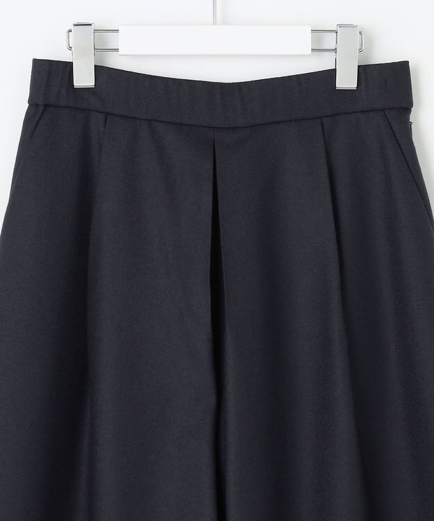 自由区 【洗える】ウォッシャブルウールサキソニーキュロット パンツ ネイビー
