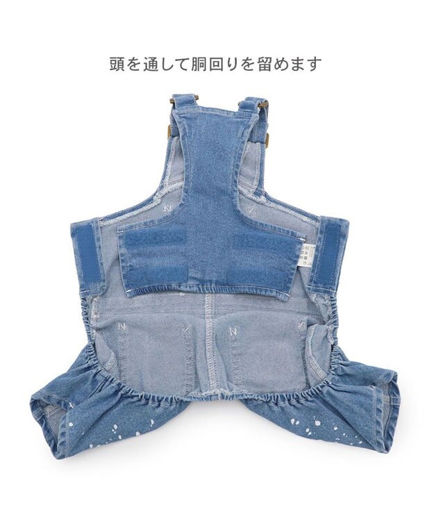 PET PARADISE Ｌｅｅ ペイント デニム オーバーオール 中型犬 大型犬 ライトインディゴブルー