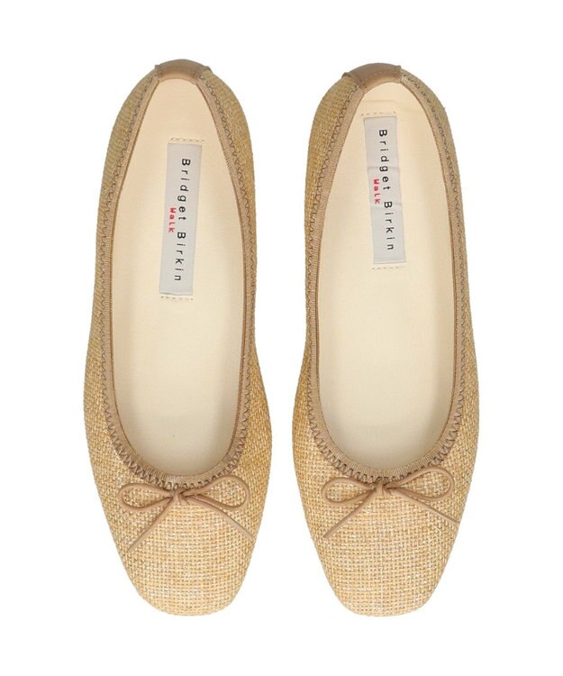 Bridget Birkin ＜3E＞【Bridget Birkin Walk】ラメパナマ調バレエパンプス ベージュ雑材