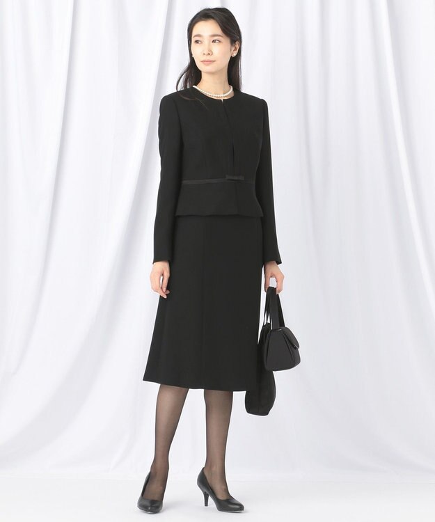 自由区 FORMAL 【オールシーズン対応】バーズアイ ジャケット+ワンピース ブラック系