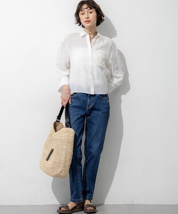 23区 S 23区DENIM ストレートフィット デニムパンツ ウォッシュドブルー系