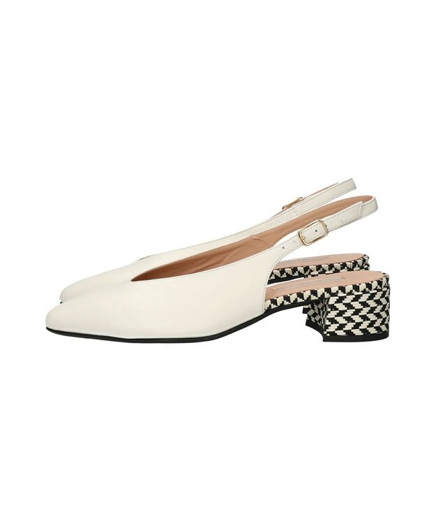 INTER-CHAUSSURES 【INTER-CHAUSSURES】ポインテッドトウVカットバックバンド ホワイトコンビ
