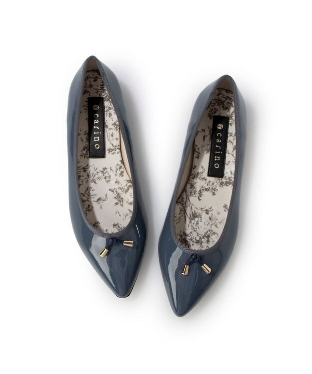 MODE ET JACOMO <carino>【レイン対応】中敷きデザインバレエシューズ ブルーエナメル