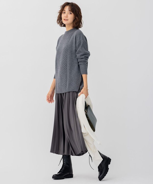 23区 【洗える】ウールカシミヤブレンド チュニック ニット ライトグレー系